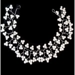 Accesoriu modern pentru decor par WED08H Argintiu cu perle de 27cm